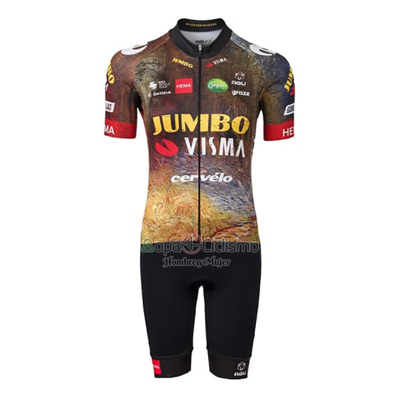 Jumbo Visma Ropa Ciclismo Culotte Corto 2023 Hombre Mangas Cortas Verde